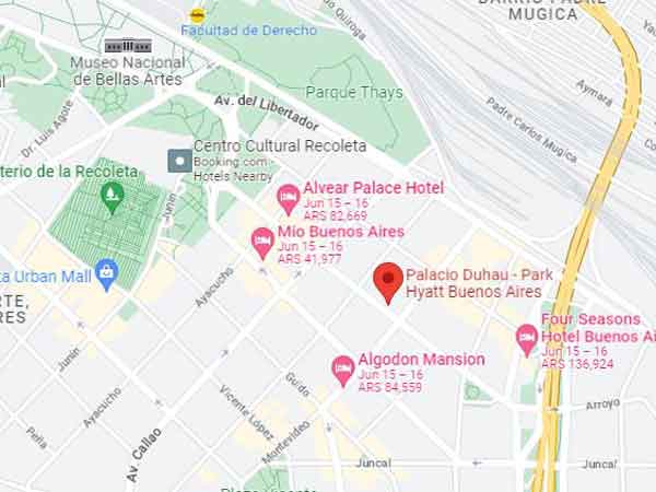 Mapa de ubicación del Palacio Duhau Park Hyatt Buenos Aires
