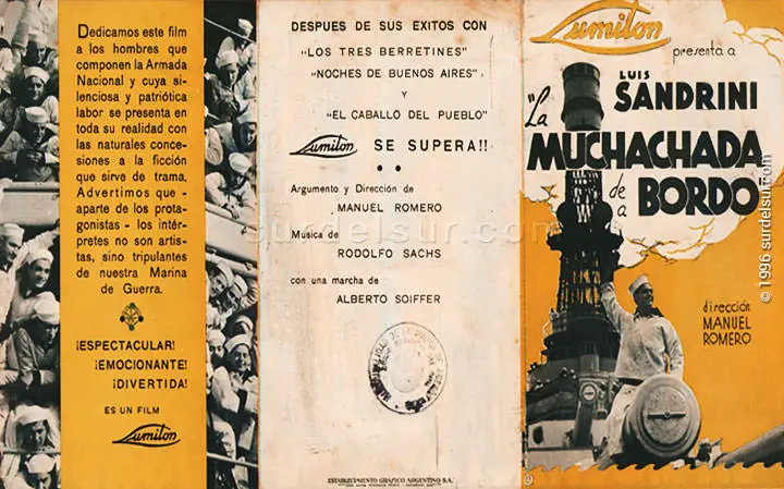 Program of La muchachada de a bordo film with Luis Sandrini