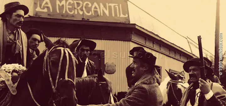 Scene de la La Patagonia Rebelde with Federico Luppi and others actors