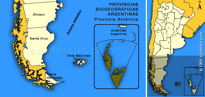 Dominio Antártico Argentino: Mapa de la Provincia Biogegráfica Antártica