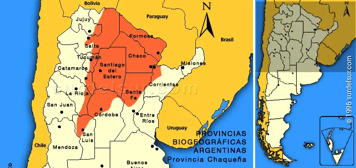 Mapa de la Provincia Biogeográfica Chaqueña