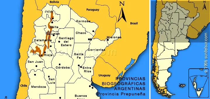 Mapa de la Provincia Biogeográfica Prepuneña