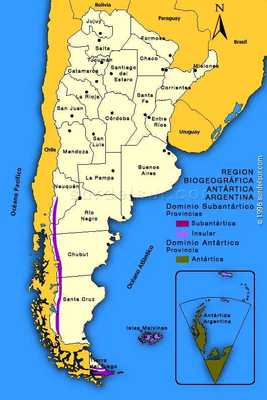 Domains of the Argentine Antarctic Region. Map