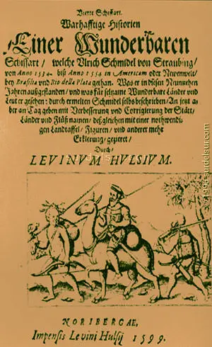 Portada de la Crónica de Ulrich Shmidl, en la version de Levinus Hulsius. 1599