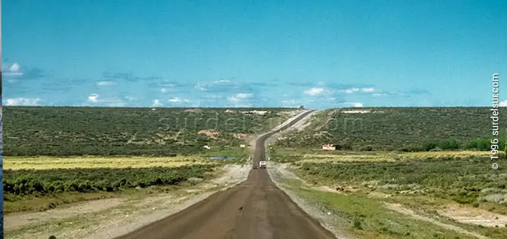 Vista del infinito horizonte de un camino en la Llanura Pampeana
