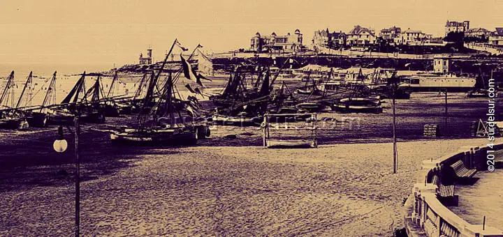 Ships and profile of the city of Mar del Plata. 1920