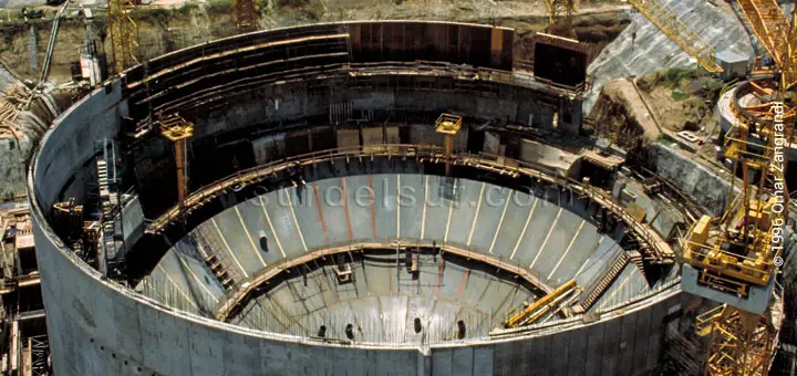 Top view of the construction of the Atucha Nuclear Power Plant