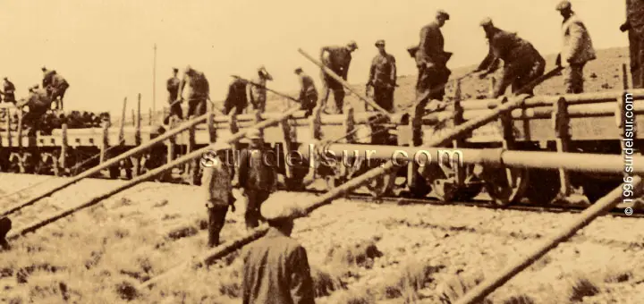 Construcción de oleoducto. 1907