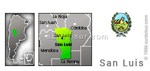 Mapa y escudo de la provincia de San Luis
