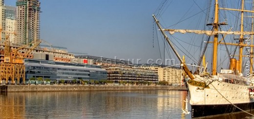 Argentine Tourism Industry: Puerto Madero, view of the Fragata. Buenos Aires.
