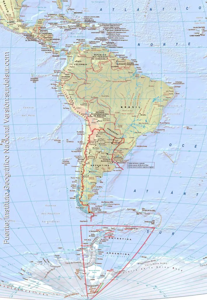 Argentina map located in South America continent