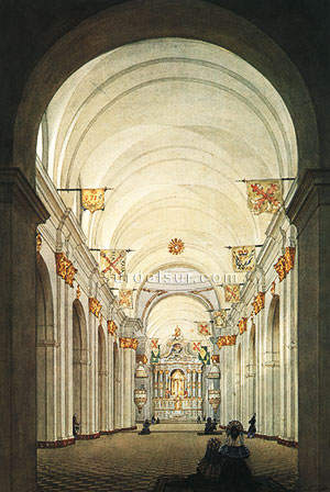 Interior de la Catedral de Buenos Aires, 1830 Pintura de Carlos Enrique Pellegrini.