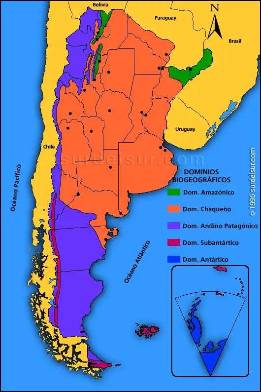 Mapa de los Dominios Biogegráficos de Argentina