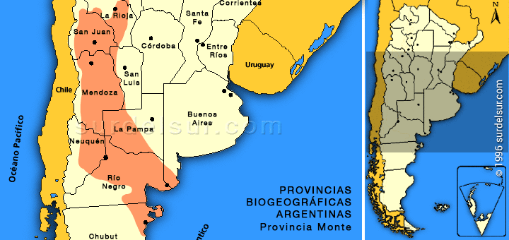 Provincia Biogeográfica Monte. Mapa