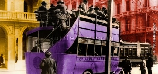 El estado moderno argentino:Omnibus de dos pisos en la calle de Buenos Aires (1930)