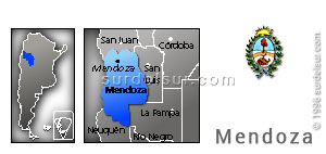 Mapa y escudo de la provincia de Mendoza