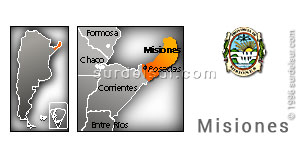 Mapa y escudo de la provincia de Misiones