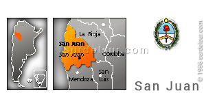 Mapa y escudo de la provincia de San Juan