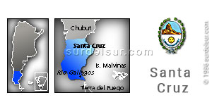Mapa y escudo de la provincia de Santa Cruz