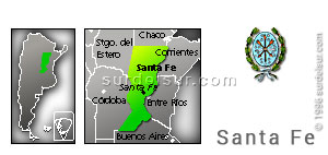 Mapa y escudo de la provincia de Santa Fe