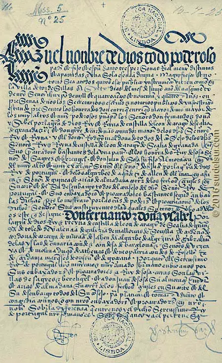 Tratado de Tordesillas, imagen del documento original