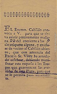 Invitación al Cabildo Abierto del 22 de mayo de 1810