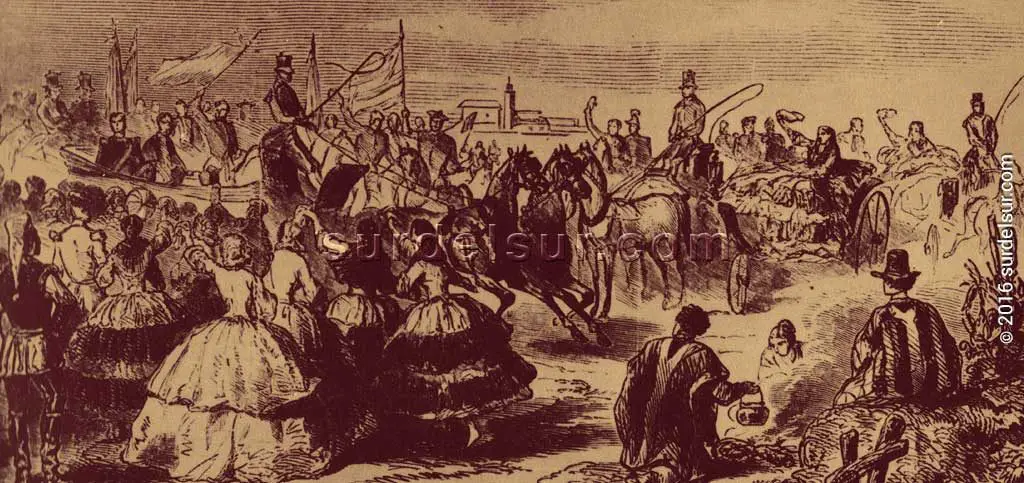 Urquiza y Solano López entrando triunfales después del Pacto de San José de Flores