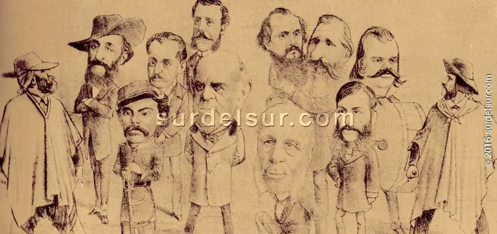 Caricatura de políticos, periodistas y militares contemporáneos de Sarmiento