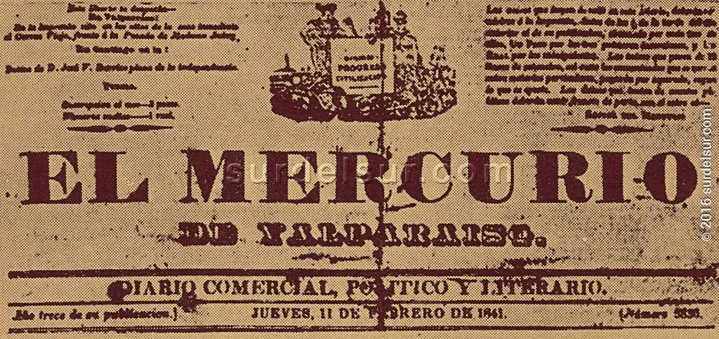 El Mercurio, periódico de Valparaíso, Chile, donde Sarmiento ejerció el periodismo.