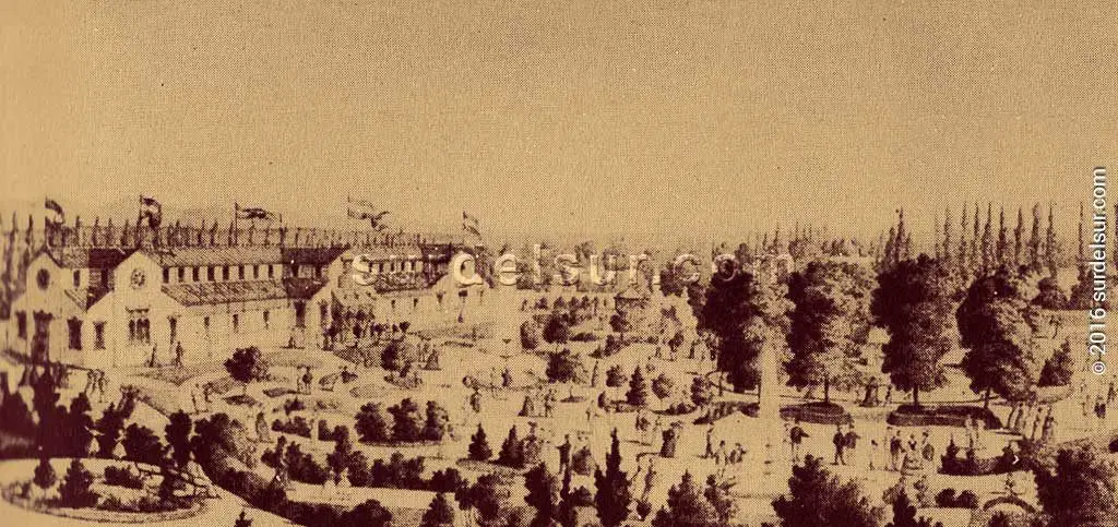 Pabellón y parque de la Exposición de Córdoba en 1871.