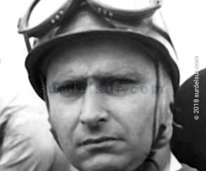 Juan Manuel Fangio. Retrato. Detalle.