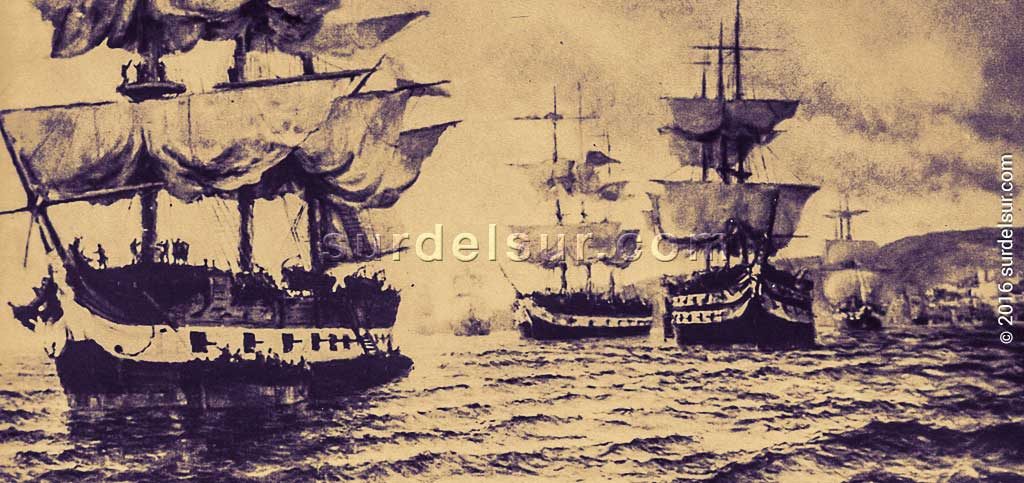 Flota libertador saliendo de Valparaíso