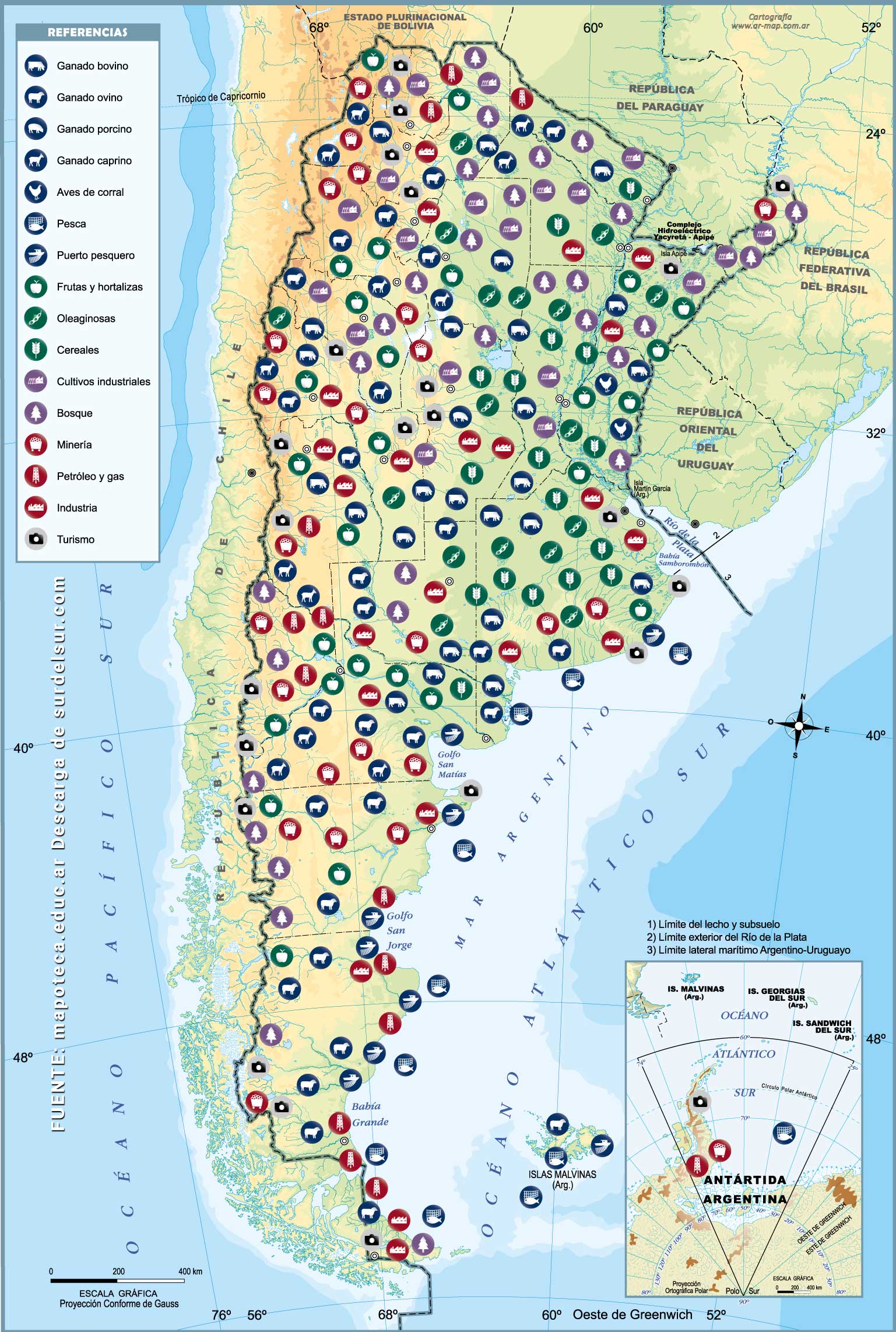 Mapa de actividades económicas de Argentina 