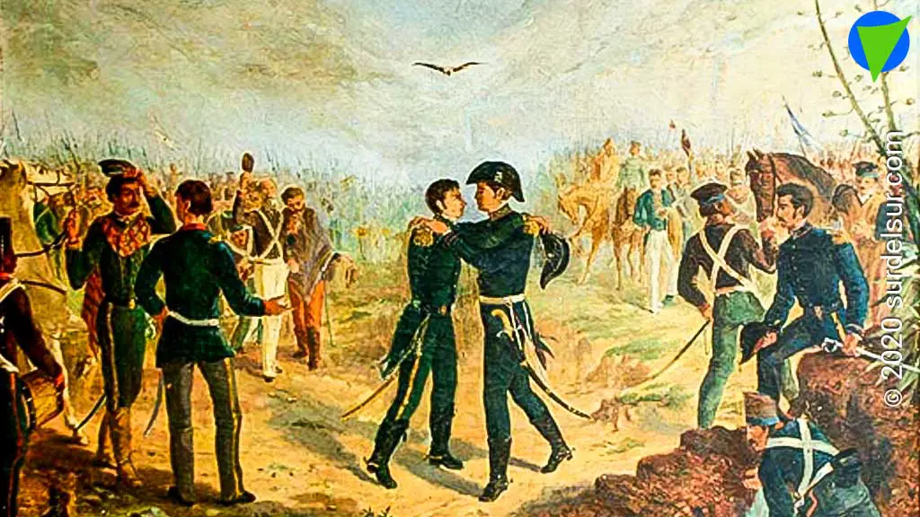 Abrazo entre Belgrano y San Martín