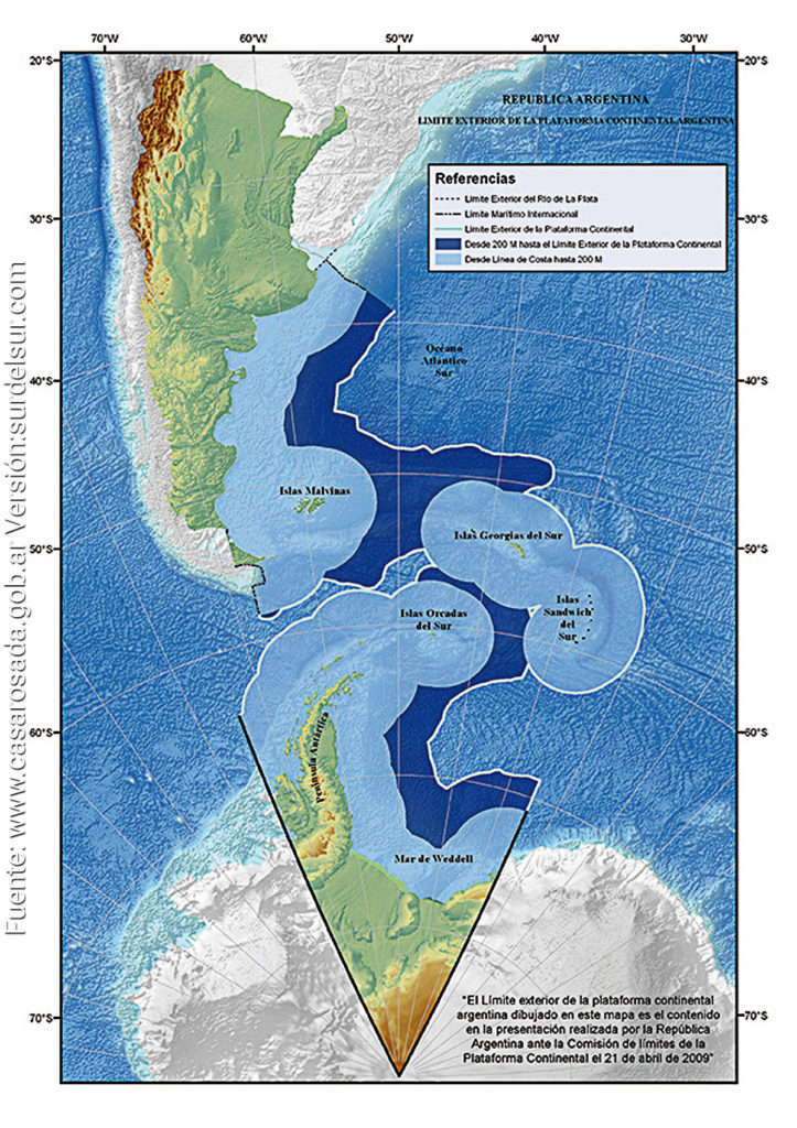 Mapa de bicontinental de Argentina, presentado a COPLA el 21 de abril de 2009
