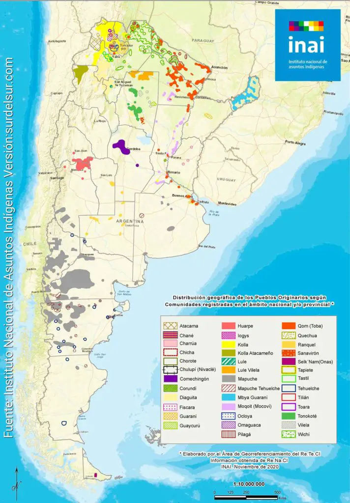 Mapa de pueblos indígenas de Argentina