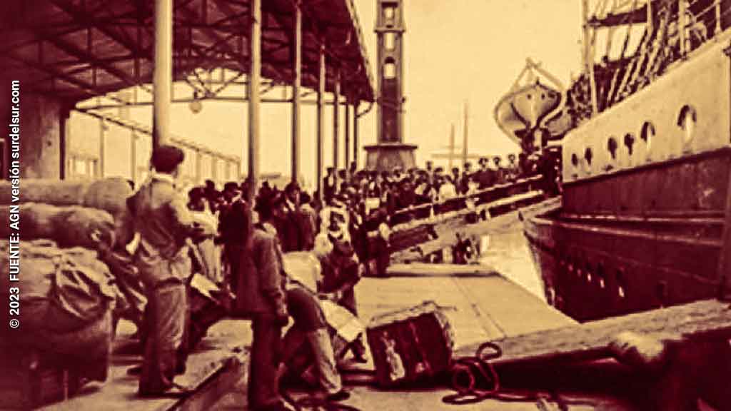 Inmigrantes en llegando al puerto de Buenos Aires a principios del s. XX