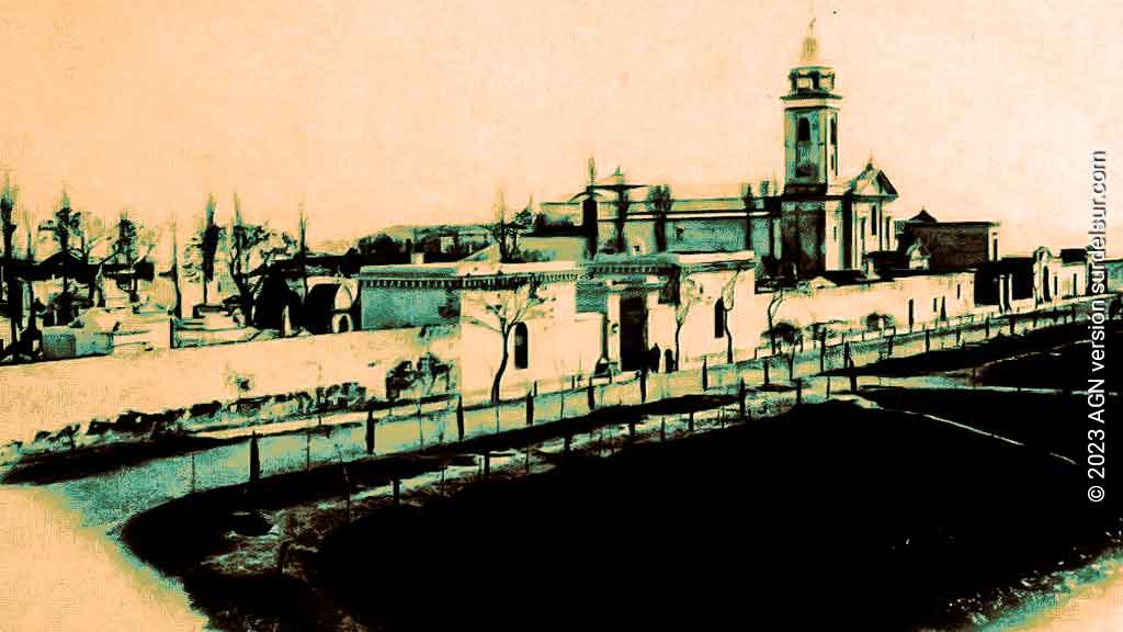 Iglesia del Pilar y Cementerio de la Recoleta aproximadamente 1850