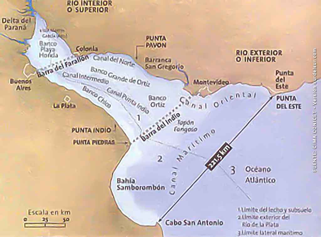Mapa de zonas geográficas del Río de la Plata