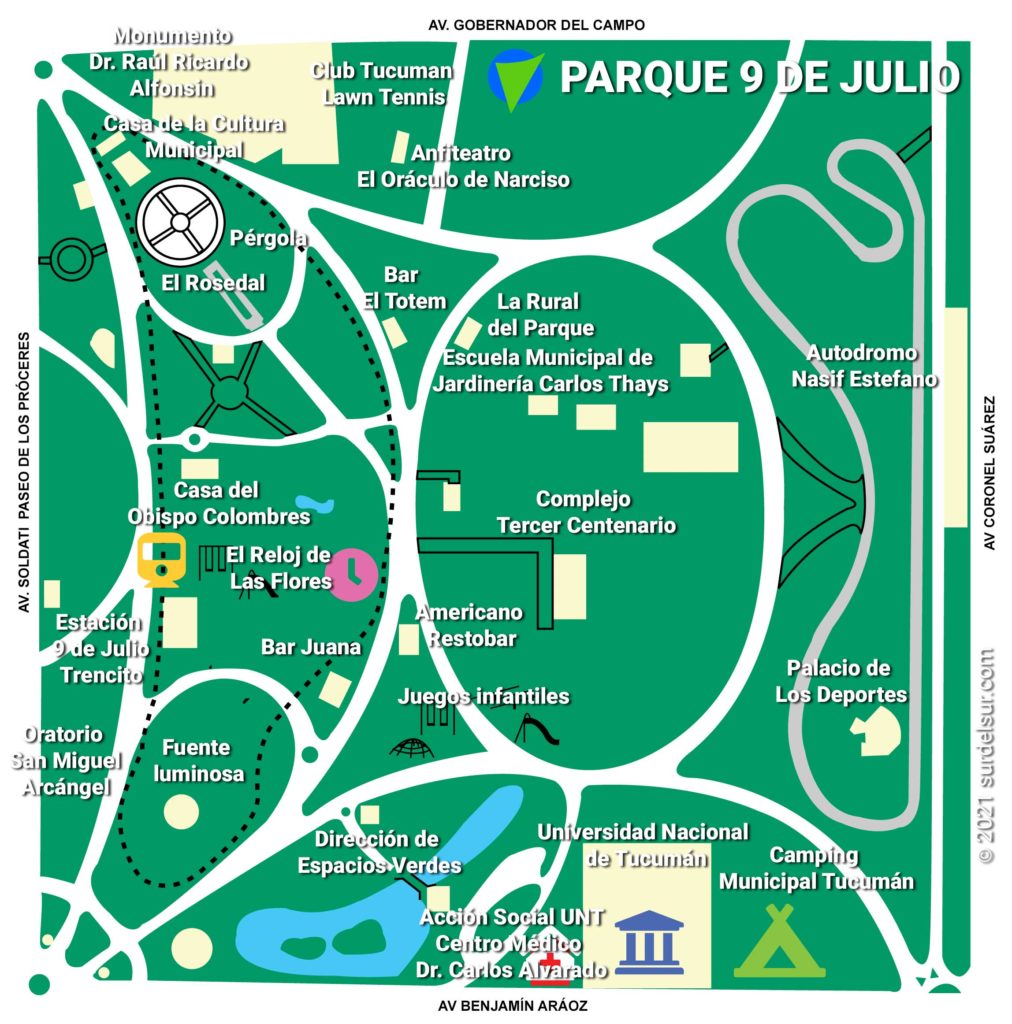 Plano del parque 9 de Julio