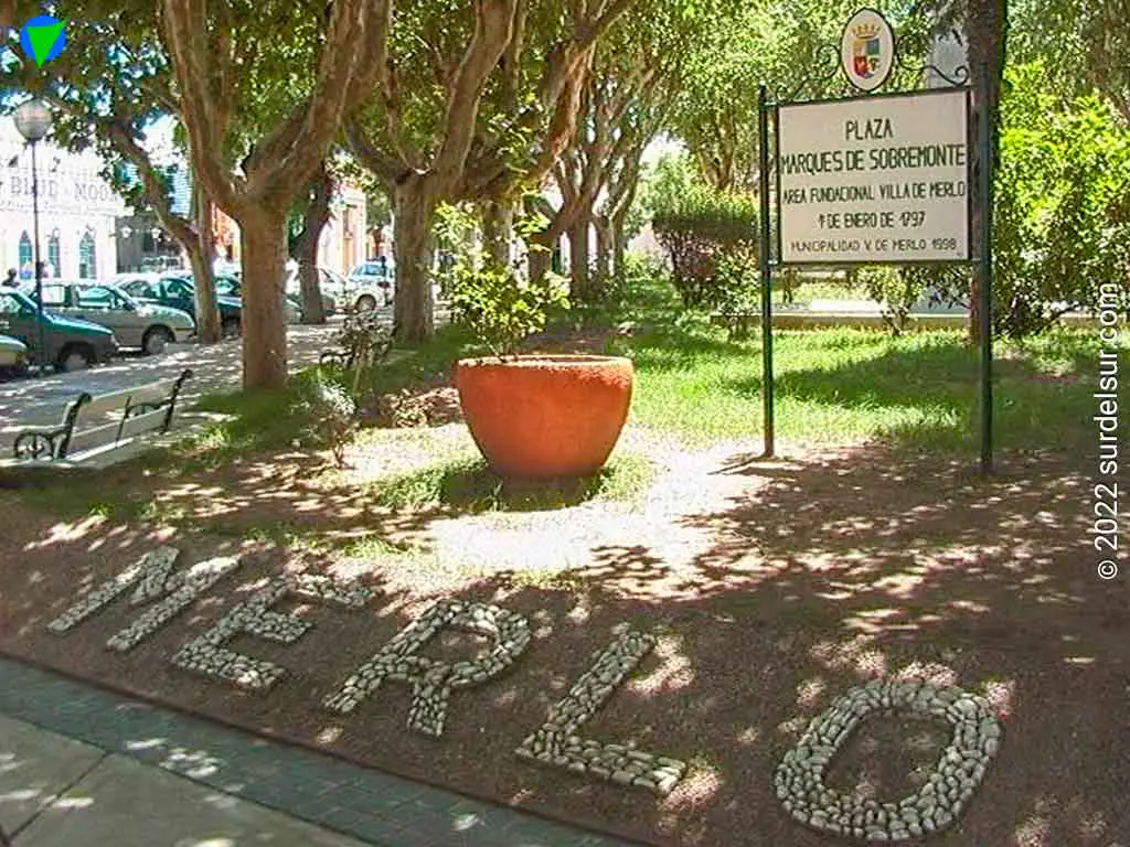 Sitio fundacional Plaza Marqués de Sobremonte de Villa de Merlo San Luis.